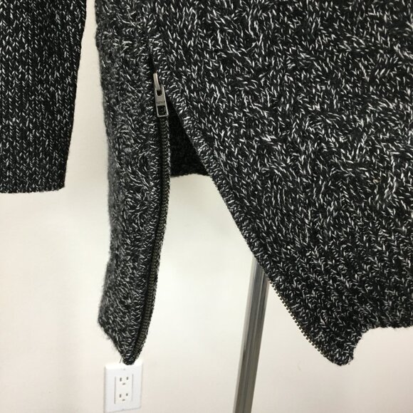 ATHLETA Black White Specks Wool & Cashmere Knit Zip Asymmetric Hem Sweater - Picture 7 of 9